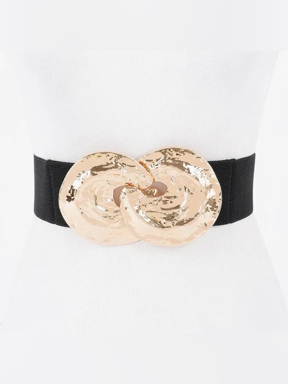 Gold Tone Interlocking Disc Stretch Belt - PLUS